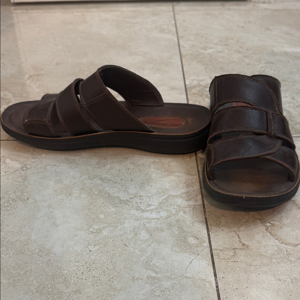 Comfortable Brown Leather Men's Sandals sz 8